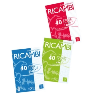 Fogli forati a quadretti Pigna - A4 - 5 mm - Ricambi per quaderni (conf.40 fogli)-0