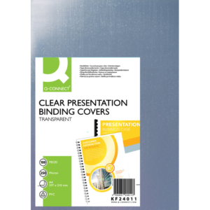 Copertine per rilegatura Q-Connect A4 PVC 250µm Trasparente - KF24011 (conf.100)
