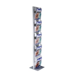 Espositore da terra porta depliant Menhir Ice Tecnostyl A4 - monofronte ICE - 33x33x173 cm - MIC102