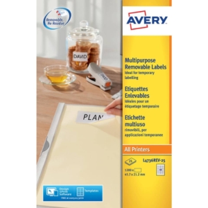 Etichette rimovibili Bianche Avery laser/inkjet - 45,7x21,2 mm - 25 fogli (1200 etichette)