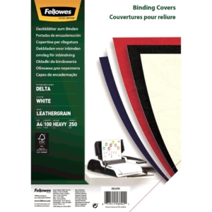 Copertine per rilegatura in similpelle A4 Fellowes Delta - cartoncino goffrato - 250g/m² - Bianco (conf.100)