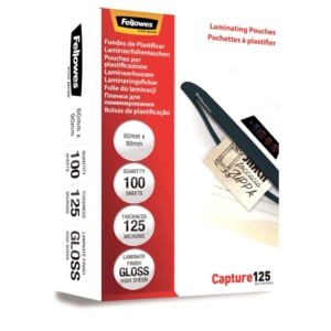 Pouches piccoli formati Fellowes - 6,0x9,0 cm - finitura lucida - 125µm (conf.100)