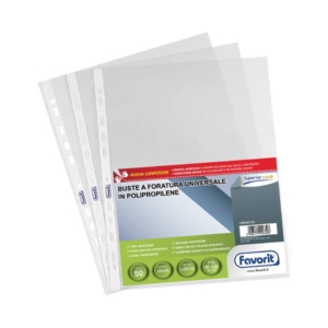 Buste a foratura universale Favorit A4 Liscio Super Clear - Superior 22x30 cm (conf.50)