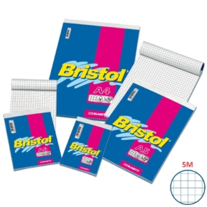 Blocco a quadretti punto metallico BRISTOL Blasetti - A6 - 5 mm - 60 fogli