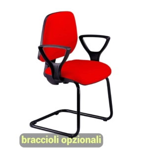 Sedia a slitta Rossa per visitatore Unisit Cigno - tessuto ignifugo - braccioli opzionali