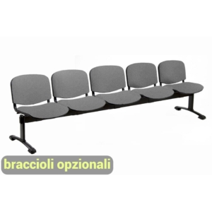 Panca 5 posti - Agata DADO UNISIT - ignifugo - Antracite - L250xP58xH82 cm