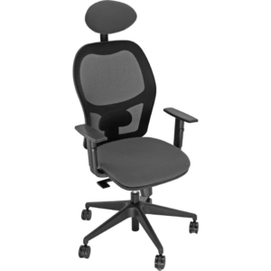 Sedia per ufficio con braccioli in similpelle Grigia HUBBLE GRAFIX UNISIT - con poggiatesta e schienale in rete