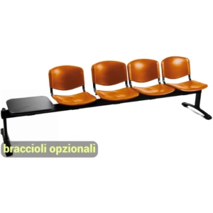 Panca 4 posti - Agata DADO UNISIT con tavolo - polipropilene - Arancione - L250xP58xH82 cm