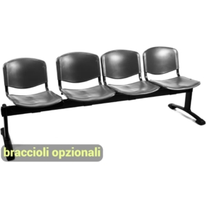 Panca 4 posti - Agata DADO UNISIT ignifugo - Antracite - L200xP58xH82 cm