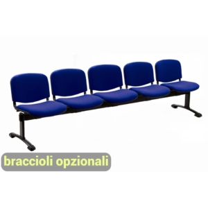 Panca 5 posti - Agata DADO UNISIT - ignifugo - Blu - L250xP58xH82 cm
