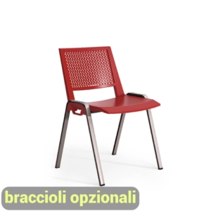 Sedia gambe in metallo collettività KENTRA UNISIT - plastica - Rosso - KEC/RO