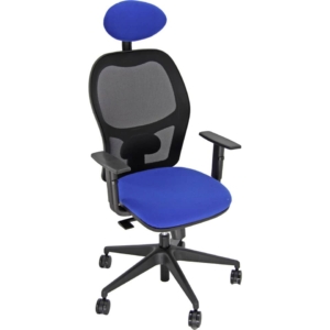 Sedia per ufficio con braccioli Blu HUBBLE GRAFIX UNISIT - con poggiatesta e schienale in rete - tessuto ignifugo