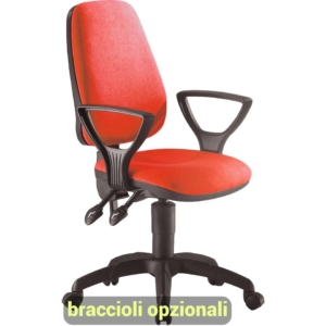 Sedia girevole per scrivania Unisit Leda LDAY Eco smart - schienale alto - rivestimento ignifugo Rosso - Braccioli opzionali