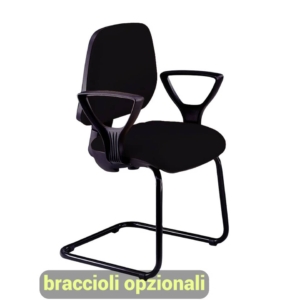 Sedia a slitta Nera per visitatore Unisit Cigno - tessuto ignifugo - braccioli opzionali