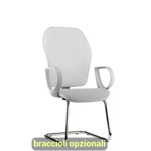 Sedia a slitta cromo HUBBLE GRAFIX UNISIT - similpelle - Bianco