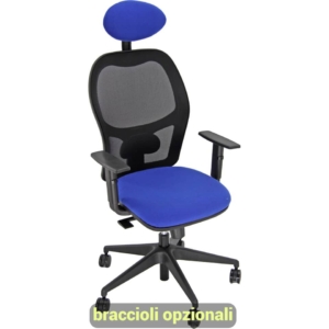 Sedia per ufficio HUBBLE GRAFIX UNISIT - con poggiatesta e schienale in rete - poliestere - Blu - Braccioli opzionali