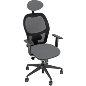 Sedia per ufficio Grigio scuro con braccioli - HUBBLE GRAFIX UNISIT - con poggiatesta e schienale in rete - ignifugo