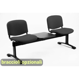 Panca 2 posti - Agata DADO UNISIT con tavolo - ignifugo - Antracite - L150xP58xH82 cm