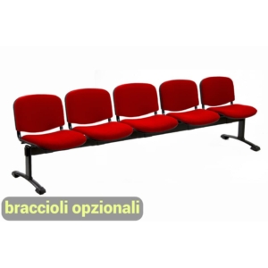 Panca 5 posti - Agata DADO UNISIT - ignifugo - Rosso - L250xP58xH82 cm