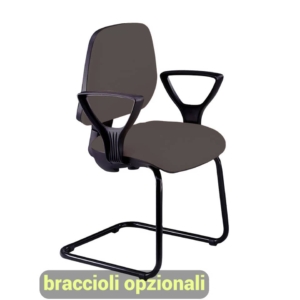 Sedia a slitta Grigio Antracite per visitatore Unisit Cigno - tessuto ignifugo - braccioli opzionali