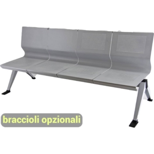 Panca 4 posti PANAIR UNISIT - acciaio - Argento - L226xP58xH91