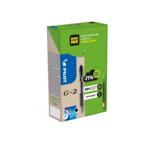 Penne gel a scatto Pilot G-2 0,7 mm Nero Green Pack (12 penne +12 refill )