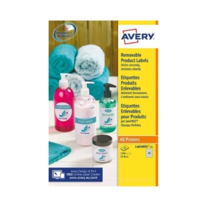 Etichette adesive rotonde rimovibili Bianche Avery Ø25 mm - stampanti laser e Ink-jet - 48 etichette per foglio - 25 fogli L4850REV-25 (1.200 etichette)