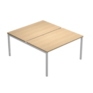 Scrivania Bench doppia Presto Venere Plus Artexport - piano rovere gamba a ponte in metallo grigio 140x164xh.72,5 cm