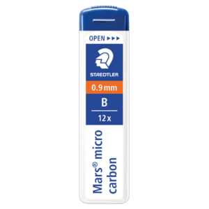 Mine sottili B per portamine - Staedtler Mars Micro Carbon - Ø0,9 mm - Astuccio da 12 mine (conf.12 mine)