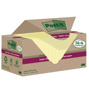 Foglietti riposizionabili Post-it® Super Sticky carta riciclata al 100% 76x76 mm Giallo Canary - 18 blocchetti da 70 foglietti