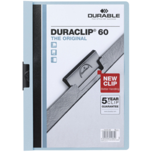 Cartellina con clip Durable DURACLIP® A4 - Dorso 6 mm - capacità 60 fogli in PVC Azzurro - 220906