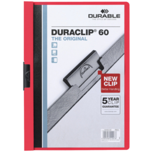 Cartellina con clip Durable DURACLIP® A4 - Dorso 6 mm - capacità 60 fogli in PVC Rosso - 220903