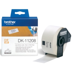 Rotolo da 400 etichette adesive in carta Nero/Bianco Brother 38 x 90 mm DK11208