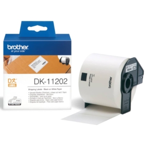 Rotolo da 300 etichette adesive in carta 62 x 100 mm Brother Nero/Bianco DK11202