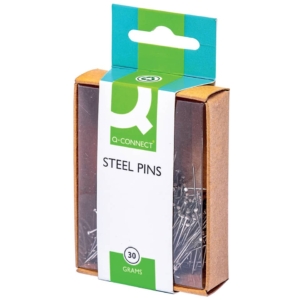 Spilli Q-Connect 30 mm acciaio - KF02037 (scatola da 30gr - circa 450 spilli)