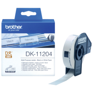Rotolo 400 etichette adesive in carta Brother 17x54 mm nero/bianco - DK-11204