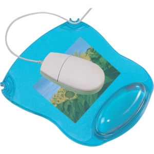 Tappetino per mouse Q-Connect con poggiapolsi in gel 22x26x2,8 cm Blu Trasparente - KF20085