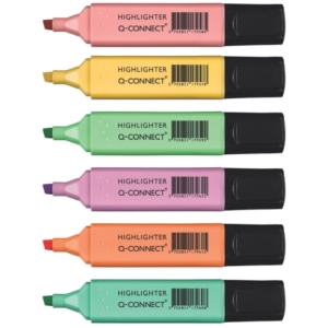 Evidenziatori Pastel Q-Connect 1,5-2 mm Assortito - KF17963 (conf.6)