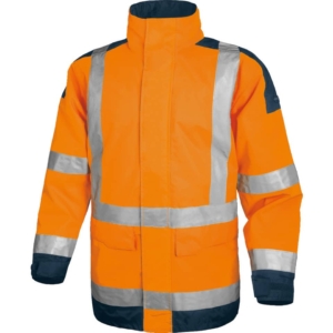 Giacca da lavoro Delta Plus Parka Easy View c/zip imperm. - Cl.3 - 4 tasche - Argento Arancio fluo- Blu - XXL