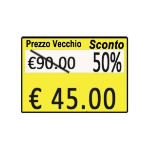 Rotolo da 600 etichette per prezzatrice Printex prezzo/sconto 26x19 mm Giallo permanenti (conf.10 rotoli)
