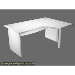Scrivania Ufficio angolare destra con passacavi 180x120x73 cm Bianca Artexport Flex fianchi melaminico + supporto metal