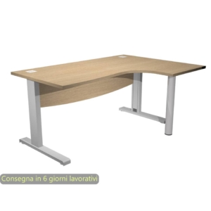Scrivania angolare destra con passacavi color Rovere 160x120x73 cm Artexport Flex con Modesty Panel