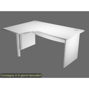 Scrivania Ufficio angolare sinistra con passacavi 180x120x73 cm Bianca Artexport Flex fianchi melaminico + supporto metal