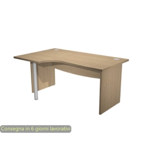 Scrivania Ufficio angolare sinistra con passacavi 180x120x73 cm color Rovere Artexport Flex fianchi melaminico + supporto metal