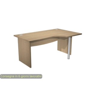 Scrivania Ufficio angolare destra con passacavi 180x120x73 cm color Rovere Artexport Flex fianchi melaminico + supporto metal