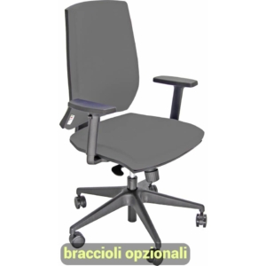 Sedia ufficio girevole Unisit Giulia con base in alluminio - Braccioli opzionali - Rivestimento ignifugo Grigio scuro