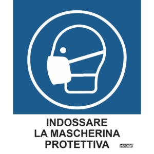 Adesivi segnaletici Markin "Indossare la mascherina protettiva" in LWM 12,5x15,2 cm - X110COV-4 (conf.2)