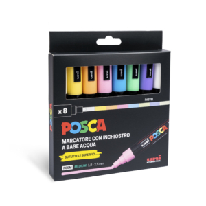 Pennarelli a tempera UniPosca - 1,8-2,5 mm - Colori Assortiti pastello (conf.8)