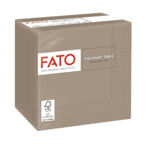 Tovaglioli piegati 2 veli Fato Smart Table pura cellulosa 24x24 cm - tortora (conf.100)