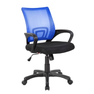 Sedia operativa con braccioli Serena Group St. Louis schienale in rete Blu - rivestimento tessuto Nero - E8085MB
